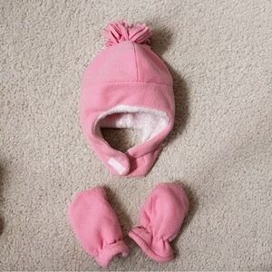 Cozy Pink Kids Winter Hat and Mittens Set